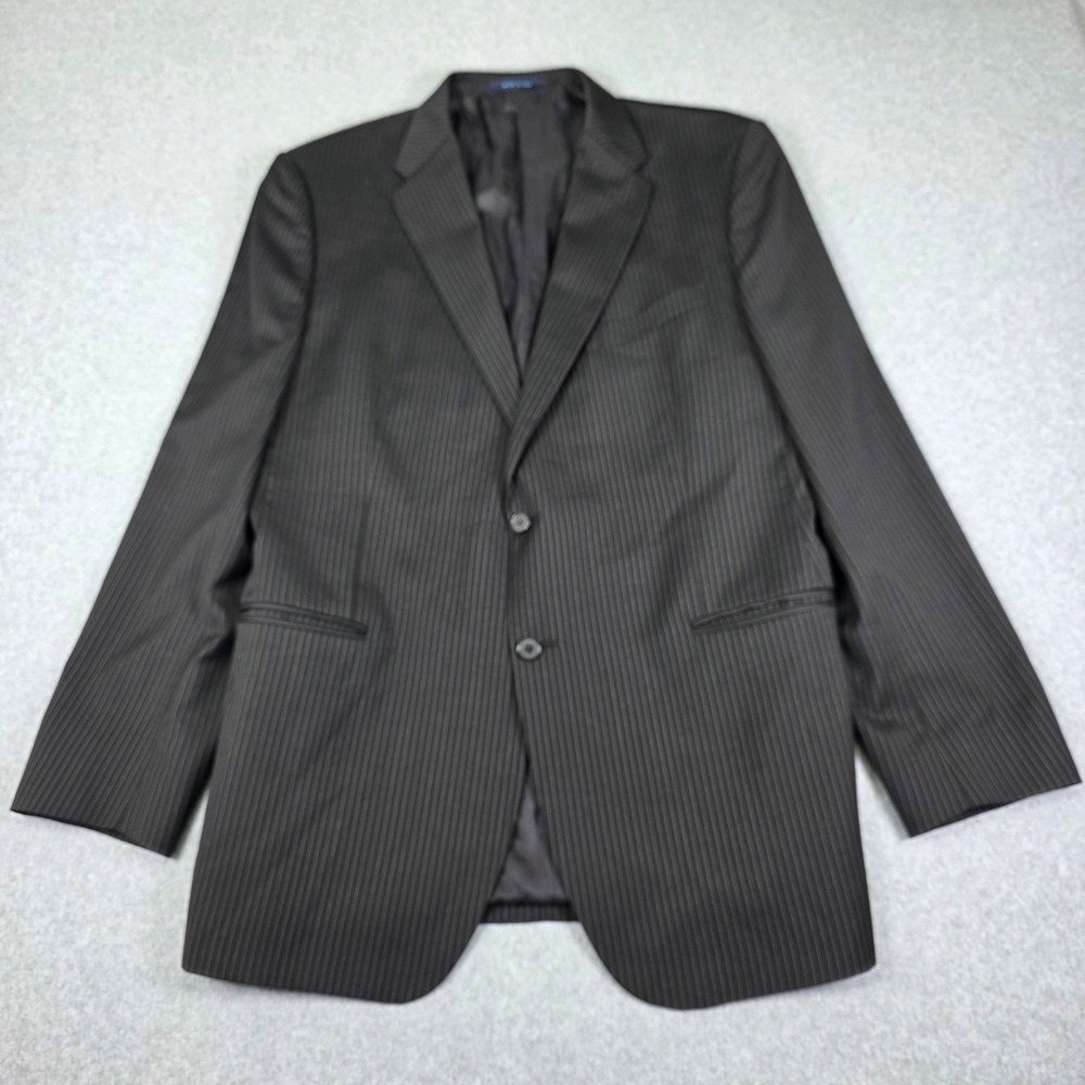 Joseph Abboud‎ Loro Piana Wool Pinstripe Blazer Jacket Men's 46L Black Made USA